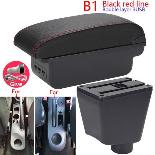 Accoudoir De Voiture Pour Renault Clio 4,Captur Clio 3 Iii Iv,Boîte D'accoudoir De Voiture,Pièces De Rangement D'accessoires,Rénovation Intérieure Dédiée - Type B1 Black Red 3usb