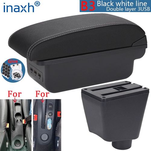 Accoudoir De Voiture Pour Renault Clio 3,Captur Clio 4 Iii Iv,Boîte De Rangement D'accessoires De Voiture,Pièces De Rénovation - Type B3 Black White 3usb