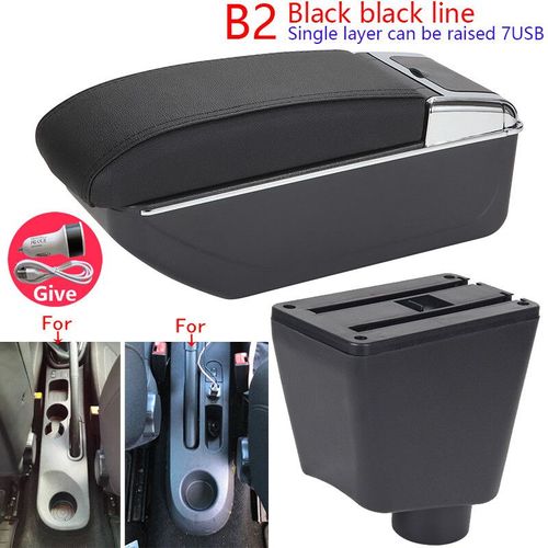 Accoudoir De Voiture Pour Renault Clio 4,Captur Clio 3 Iii Iv,Boîte D'accoudoir De Voiture,Pièces De Rangement D'accessoires,Rénovation Intérieure Dédiée - Type B2 Black Line 7usb