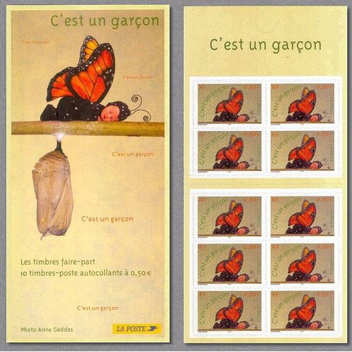 France 2004, Très Belle Bande Carnet Yvert 40, 10 Timbres Neufs** Luxe Yvert 3635, Timbres De Naissance, "C'est Un Garçon".