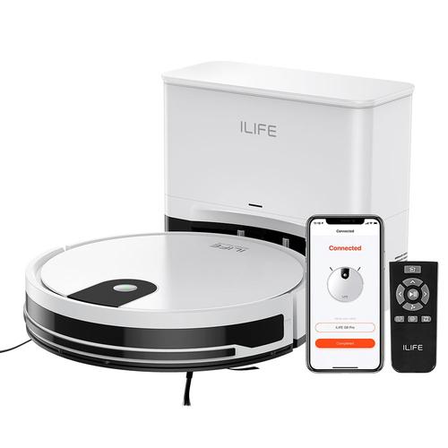 ILIFE G9 Pro Aspirateur robot, avec station de vidage automatique, navigation gyroscopique, aspiration 3000 Pa, autonomie 100 min, sac à poussière 2,5 L, mode Plan/Edge/Spot/Max