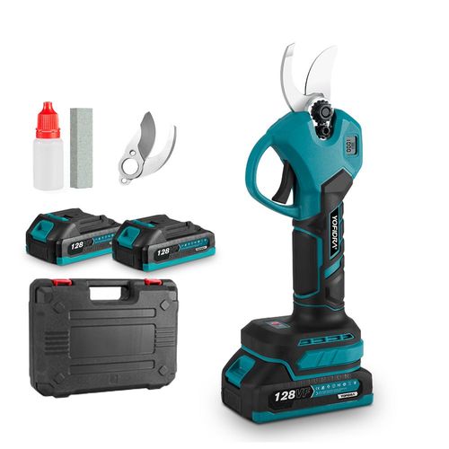 Sécateur électrique sans fil 30 mm, sécateur à batterie 2 vitesses avec affichage numérique pour jardin, branches - Deux batteries 128VF (1 paire de lames remplaçables supplémentaires)