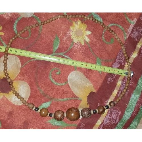 Collier 108 Perles En Bois Naturel 70 Cm