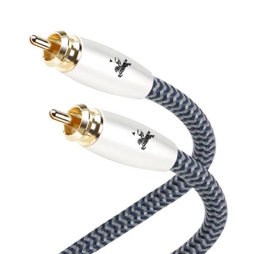 Câble Coaxial RCA Audio Numérique[1m], Cable Sumwoofer avec Fiche Jack Plaqué Or 24K RCA mâle vers RCA mâle- Spdif pour Home Cinema 5.1 (cinéma Maison) CD, Chaîne Hi-Fi - 1mètre