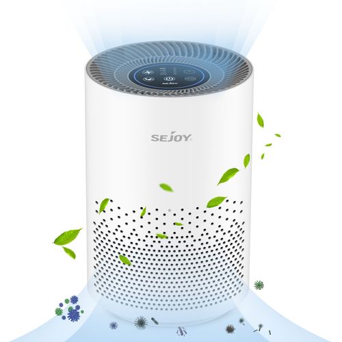 Purificateur d'Air SEJOY avec HEPA H11, Jusqu'à CADR 135m³/h, Contre 99,97% de Pollen Poussière et Gaz Nocifs, 4 Vitesses Écran Tactile