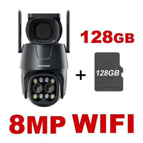 Caméra de surveillance extérieure PTZ IP WiFi HD 8MP/4MP/4G,dispositif de sécurité sans fil,avec n'aime x10,vision nocturne,emplacement carte SIM,lentille 2.8mm-8mm,IA,suiv - Type 8MP WIFI 128GB TF