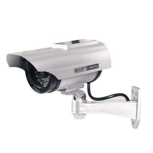 DUNIFausse caméra de sécurité à énergie solaire,caméra de surveillance antivol avec lumière LED clignotante,forme de balle étanche pour l'extérieur - Type SCG02-Silver
