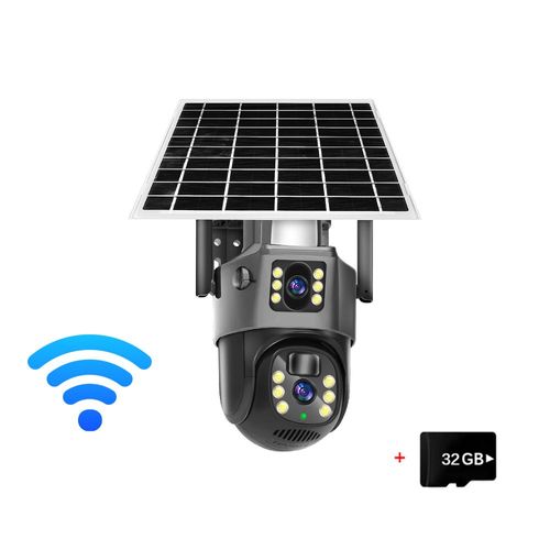 Linook-Caméra de vidéosurveillance solaire sans fil,V380 Pro,4K,8MP,4G,carte mère,extérieur,WiFi,batterie intégrée,étanche,360 - Type Camera WIFI 32GB