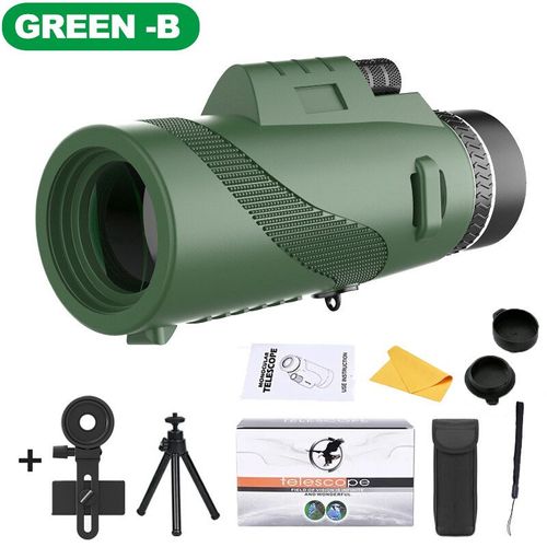 Télescope portable pliable longue distance,mini télescope injuste pour la chasse,le sport,l'extérieur,le camping,les voyages,n'aime HD 80x100,5000m - Type Vert B