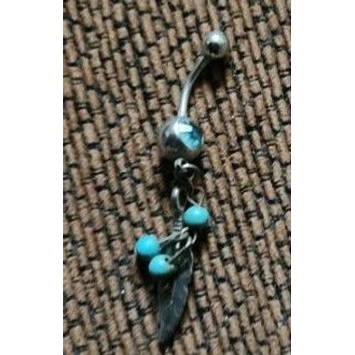 Piercing Plume Turquoise Argent 4 Cm
