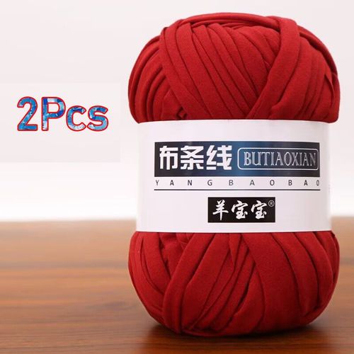Fil de gril doux pour le crochet à la main,optique de ligne de crochet,couverture de sac à main tissée,fil plat,t-shirt,ogo,2 pièces - Type 20 second red