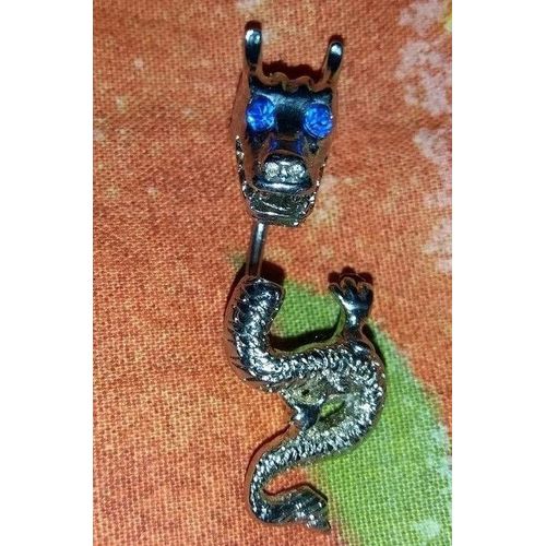 Piercing Dragon Yeux Bleu Argent 4.5 Cm