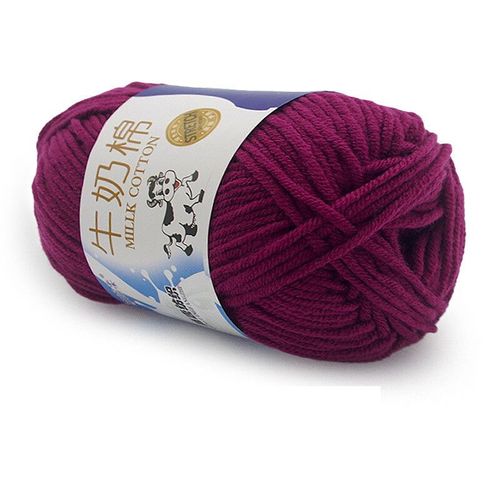 Tstore-Fil De Crochet Pyn Pour Coton Ogo Milk,Tricot Doux Et Chaud,Fils De Ligne Faits À La Main,Couture Grossière,Tapis,50g,95m,1pc - Type 81 Dark Rose Purple