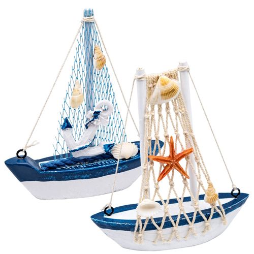 Voilier Decoration Maritime Deco Voilier en Bois pour Salle de Bain Petits Bateaux en Bois Theme Marine Modèle de Voilier Cadeau d'anniversaire