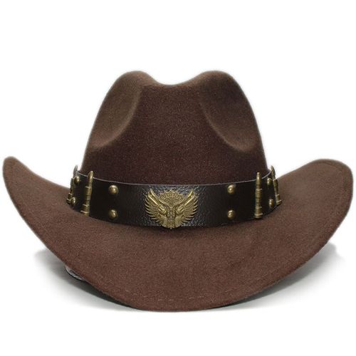 Chapeau De Cowboy Western À Large Bord En Feutre De Laine Pour Enfant,Casquette Melon,Bande De Cuir À Deux Pistolets,Casquette Sombrero,Rétro,Garçon,Fille,Enfant,54cm,Soeur
