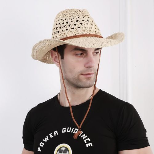 Chapeau De Cowboy Pliable En Paille Tissée De Style Rétro Pour Homme,Casquette De Haute Qualité Pour Voyage En Plein Air,60cm,E27,Nz0043,Printemps Et Été