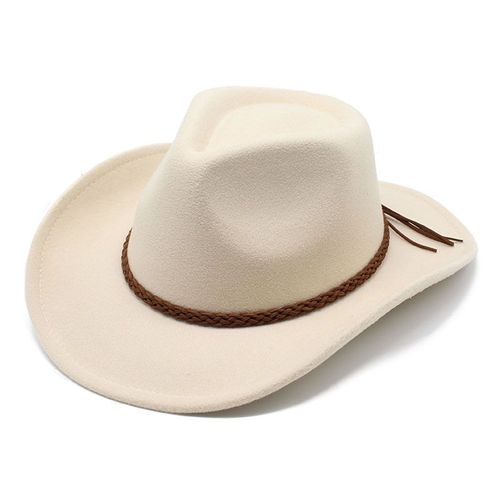 Chapeaux De Cowboy En Laine Pour Hommes,Sangles Tressées,Design Occidental,Casquettes D'extérieur Pour Hommes,Cool Horse Riding Boy,Quatre Saisons,57-58cm,Nz0051
