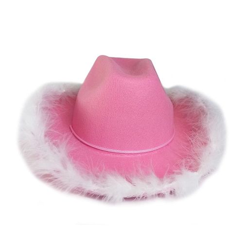 Chapeau De Cowboy En Feutre Avec Pampilles En Strass De Style Occidental,Accessoire De Fête Cosplay Pour Fille