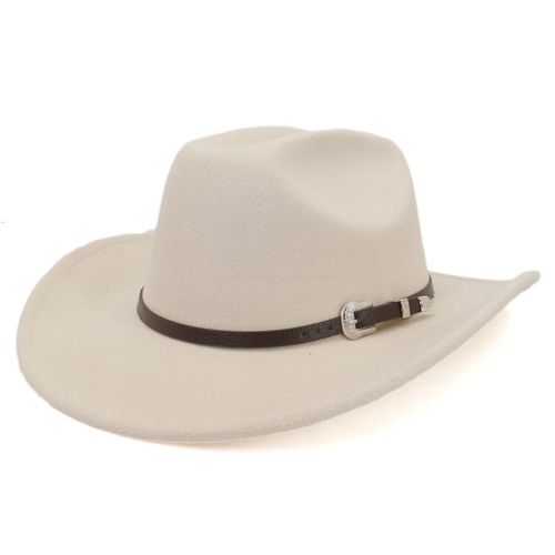 Chapeau De Cowboy Occidental Avec Ceinture Pour Homme,Vintage,Automne,Hiver,À Bord Retroussé,Casquette D'église Jazz,Sombrero Hombre
