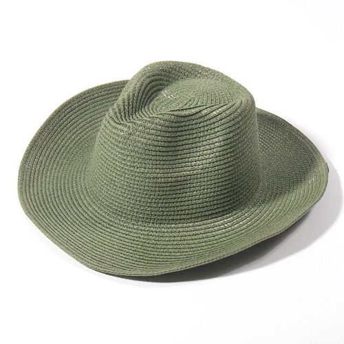 Chapeau De Cowboy En Feutre Monochrome Pour Hommes Et Femmes,Chapeaux De Paille,Grand Bord,Extérieur,Plage,1958,Vert Enge