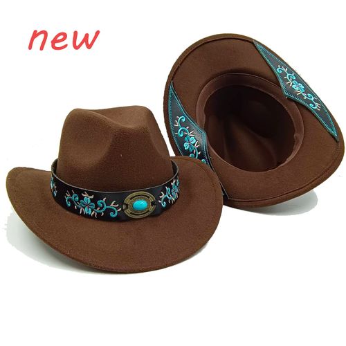 Chapeau De Cowboy En Feutre Monochrome Pour Hommes Et Femmes,Chapeaux De Paille,Grand Bord,Extérieur,Plage,1958,Vert Enge