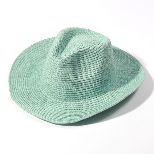 Chapeau De Cowboy En Feutre Monochrome Pour Hommes Et Femmes,Chapeaux De Paille,Grand Bord,Extérieur,Plage,1958,Vert Enge