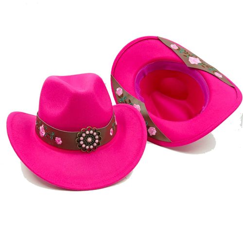 Chapeau De Cowboy En Feutre Monochrome Pour Hommes Et Femmes,Chapeaux De Paille,Grand Bord,Extérieur,Plage,1958,Vert Enge