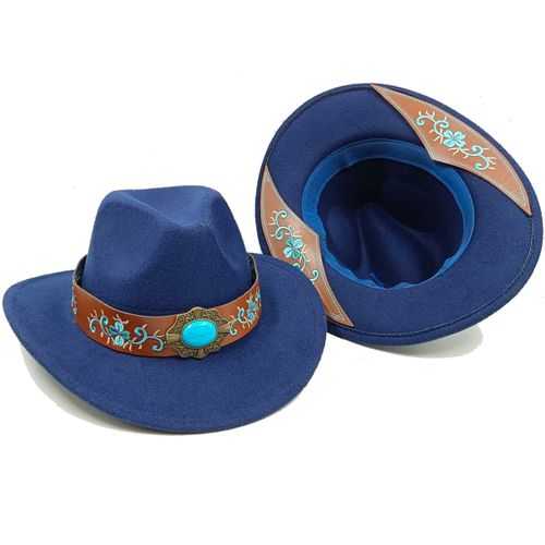 Chapeau De Cowboy En Feutre Monochrome Pour Hommes Et Femmes,Chapeaux De Paille,Grand Bord,Extérieur,Plage,1958,Vert Enge