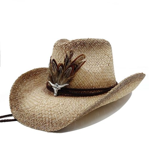 Chapeau De Cowboy Vintage En Paille Épaissie Pour Hommes Et Femmes,Chapeau De Soleil D'été,Grande Taille,Jazz,2023