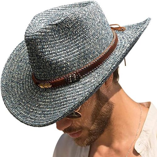 Chapeau De Cowboy Vintage En Paille Épaissie Pour Hommes Et Femmes,Chapeau De Soleil D'été,Grande Taille,Jazz,2023