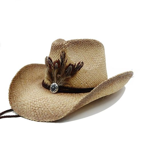 Chapeau De Cowboy Vintage En Paille Épaissie Pour Hommes Et Femmes,Chapeau De Soleil D'été,Grande Taille,Jazz,2023