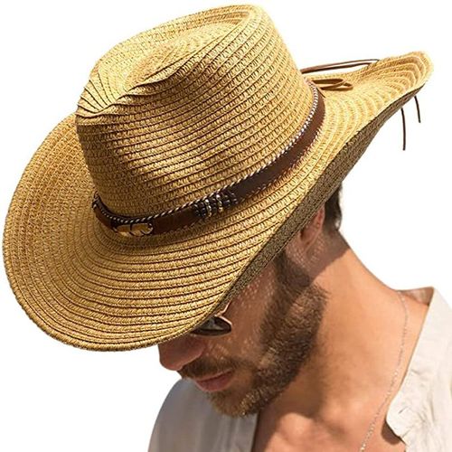 Chapeau De Cowboy Vintage En Paille Épaissie Pour Hommes Et Femmes,Chapeau De Soleil D'été,Grande Taille,Jazz,2023