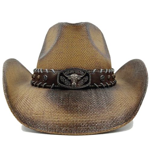 Chapeau De Cowboy Vintage En Paille Épaissie Pour Hommes Et Femmes,Chapeau De Soleil D'été,Grande Taille,Jazz,2023