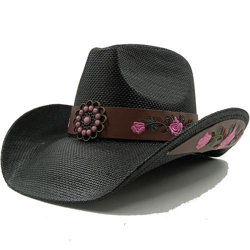 Chapeau De Cowboy Vintage En Paille Épaissie Pour Hommes Et Femmes,Chapeau De Soleil D'été,Grande Taille,Jazz,2023