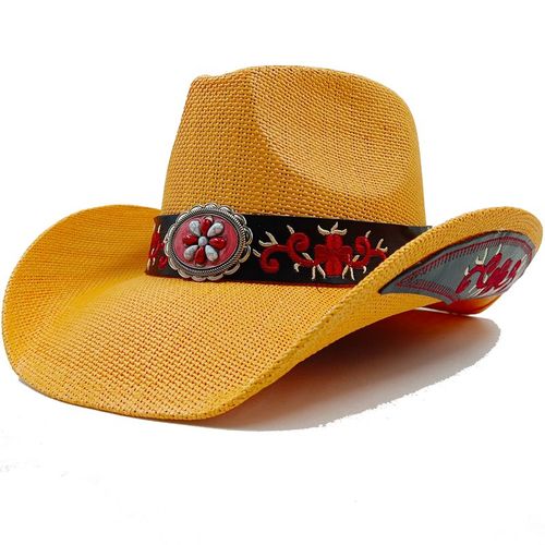 Chapeau De Cowboy Vintage En Paille Épaissie Pour Hommes Et Femmes,Chapeau De Soleil D'été,Grande Taille,Jazz,2023