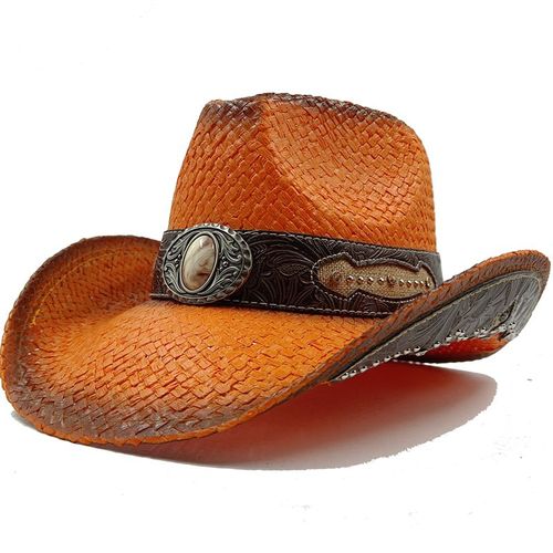 Chapeau De Cowboy Vintage En Paille Épaissie Pour Hommes Et Femmes,Chapeau De Soleil D'été,Grande Taille,Jazz,2023