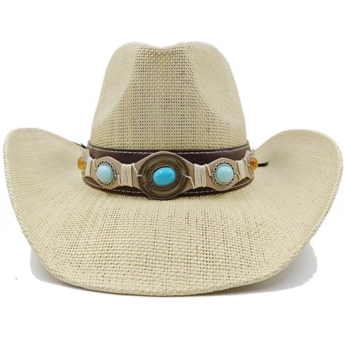 Chapeau De Cowboy Vintage En Paille Épaissie Pour Hommes Et Femmes,Chapeau De Soleil D'été,Grande Taille,Jazz,2023