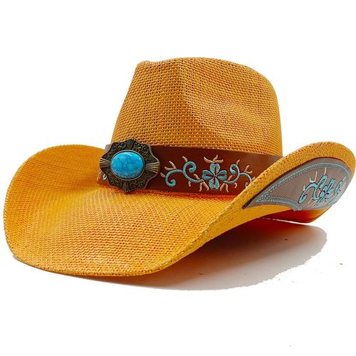Chapeau De Cowboy Vintage En Paille Épaissie Pour Hommes Et Femmes,Chapeau De Soleil D'été,Grande Taille,Jazz,2023