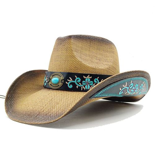 Chapeau De Cowboy Vintage En Paille Épaissie Pour Hommes Et Femmes,Chapeau De Soleil D'été,Grande Taille,Jazz,2023