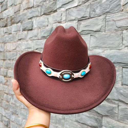 Chapeau De Cowboy En Laine Pour Hommes,Couvre-Chef De Chevalier Vintage,Crochet En Métal,Automne/Hiver 2023