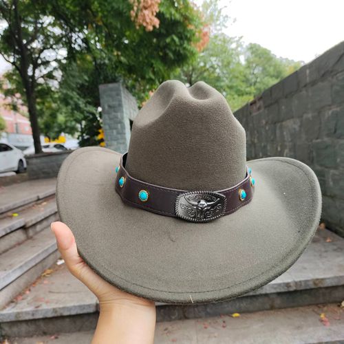 Chapeau De Cowboy En Laine Pour Hommes,Couvre-Chef De Chevalier Vintage,Crochet En Métal,Automne/Hiver 2023