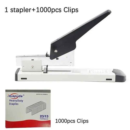 Grande Capacité Agrafeuse À Main Agrafes Huapuda Feuille Papier Reliure Avec 1000pcs Clous Agrafage 23/13 23/6 Reliure - Type Stapler-1000pcs Clip