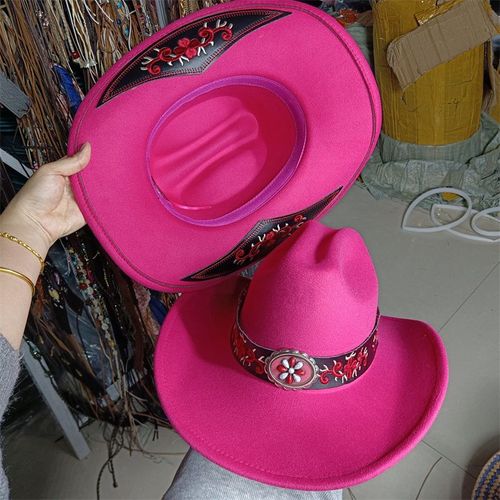 Chapeau De Cowboy Brodé Rose Pour Homme Et Femme,Andervintage Et Élégant