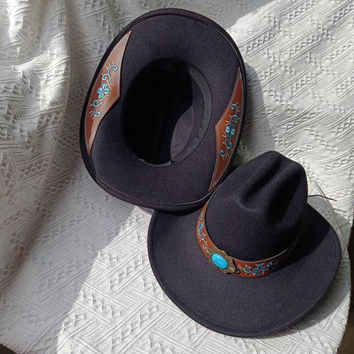 Chapeau De Cowboy Brodé Rose Pour Homme Et Femme,Andervintage Et Élégant