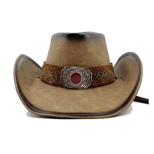 Chapeau De Cowboy Occidental En Cuir Pour Homme,Style 30,Pour Papa,Gentleman,Sombrero,Zones,Casquettes,Grande Taille