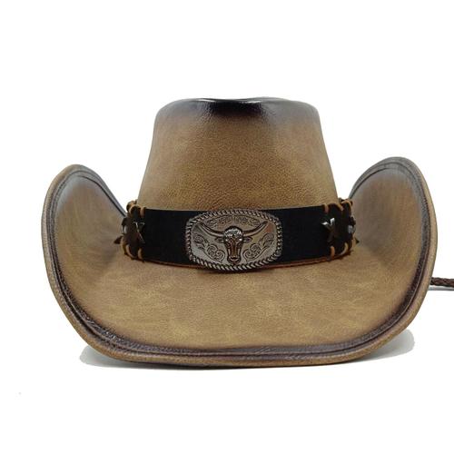 Chapeau De Cowboy Occidental En Cuir Pour Homme,Style 30,Pour Papa,Gentleman,Sombrero,Zones,Casquettes,Grande Taille