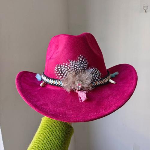 Chapeau De Cowboy En Daim À Plumes Pour Hommes,Bord Vintage,Hip Hop,Jazz,Everak Church Hat,Zones Sombrero Bre,7cm