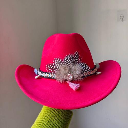 Chapeau De Cowboy En Daim À Plumes Pour Hommes,Bord Vintage,Hip Hop,Jazz,Everak Church Hat,Zones Sombrero Bre,7cm