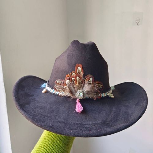 Chapeau De Cowboy En Daim À Plumes Pour Hommes,Bord Vintage,Hip Hop,Jazz,Everak Church Hat,Zones Sombrero Bre,7cm