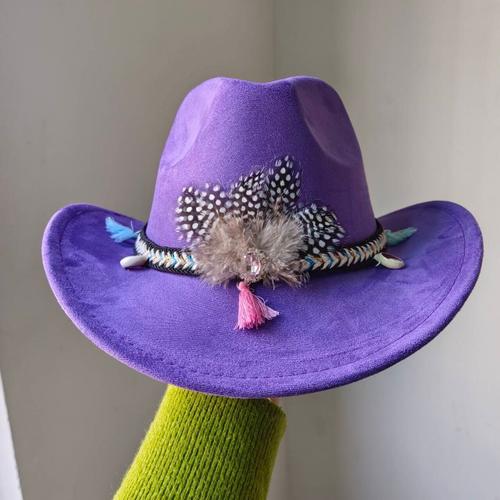 Chapeau De Cowboy En Daim À Plumes Pour Hommes,Bord Vintage,Hip Hop,Jazz,Everak Church Hat,Zones Sombrero Bre,7cm